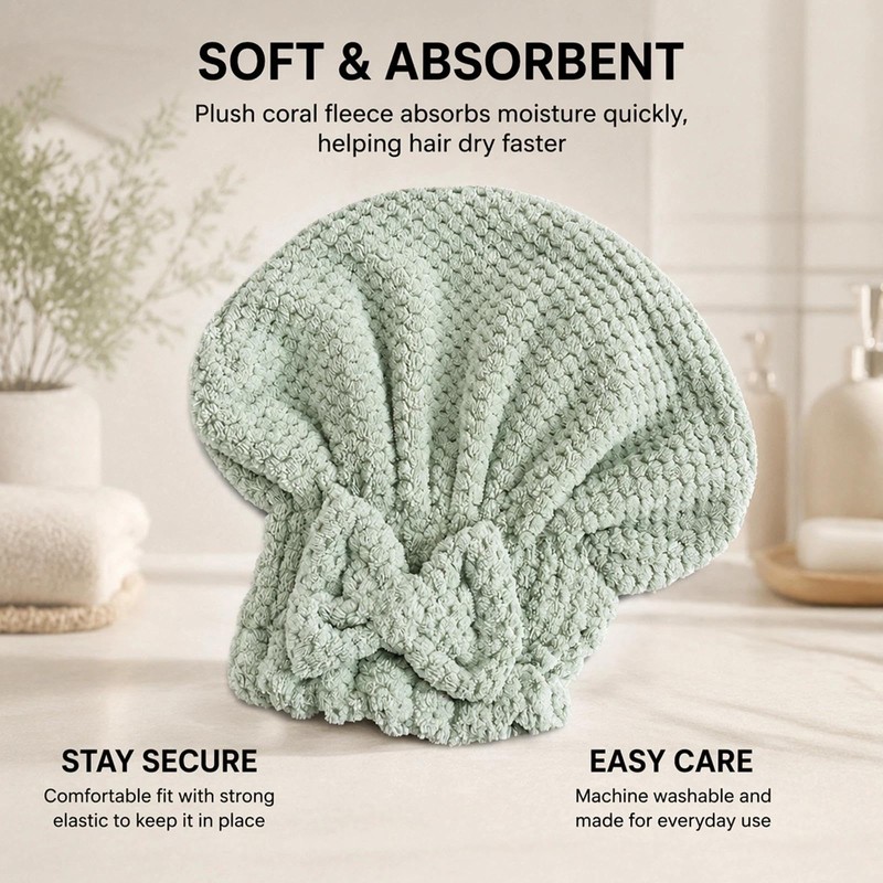 Hair Wrap Towel Set - Hair Towel Cap - Coral