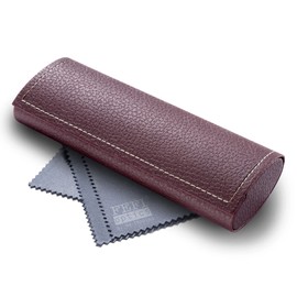 FEFI - Classic hard case glasses case in leather look, brown