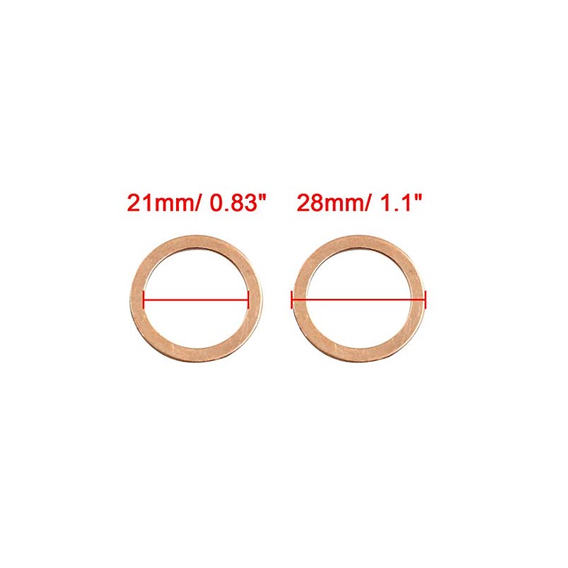 X AUTOHAUX 10 Pcs 21mm Inner Diameter Flat Copper Washers