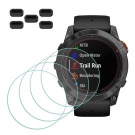 MTHGH Protector de visualización para Garmin Fenix 7XPro / 7XPro Solar Smartwatch [4 piezas] + tapones antipolvo, 5 piezas, vidrio templado 9H, dureza antiarañazos, película sin burbujas, cubierta