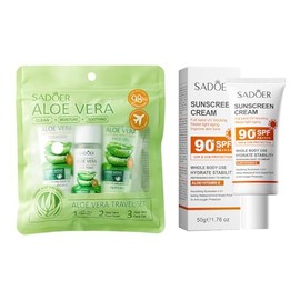 IZBEAUVO-ALOE VERA skin care set & face suncreen for travel skincare kit 4pcs