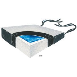 Skil-Care Wedge Gel-Foam Soft Foundation 18" Two-Color Vinyl Cushion w/LSII Cover, 18" W x 16" D x 4" H - 2" H - Wedged Gel-Foam Wheelchair Cushion, 754044