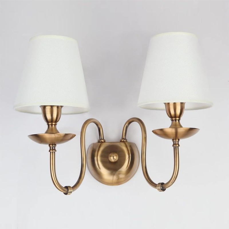 Aiwen 2-Light Bedroom Wall Lamps Polished Solid Brass Finish Wall