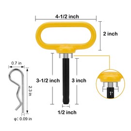 2PCS 1/2 inch Magnetic Trailer Hitch Pin and Clip Tractor Hitch Pin Clevis pin Hitch Pin Accessories for Tractors (1/2*3-1/2 inch 2PCS)