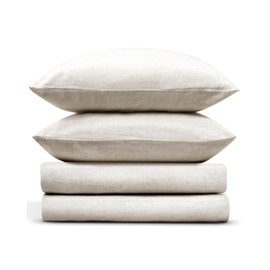 Linen Duvet Cover Set King Size, Premium French Flax Linen with Viscose from Bamboo Blend - Luxury King Duvet Cover Set w/ 2 Pillowcases - Linen Comforter Sold Seperately (Natural Linen, King)