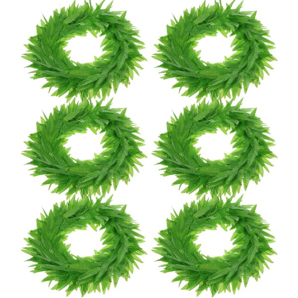 6 piezas de diadema de hojas de helecho tropical hawaiano tropical Leis diadema de tela de punto Toga Headwear Leaf Crown