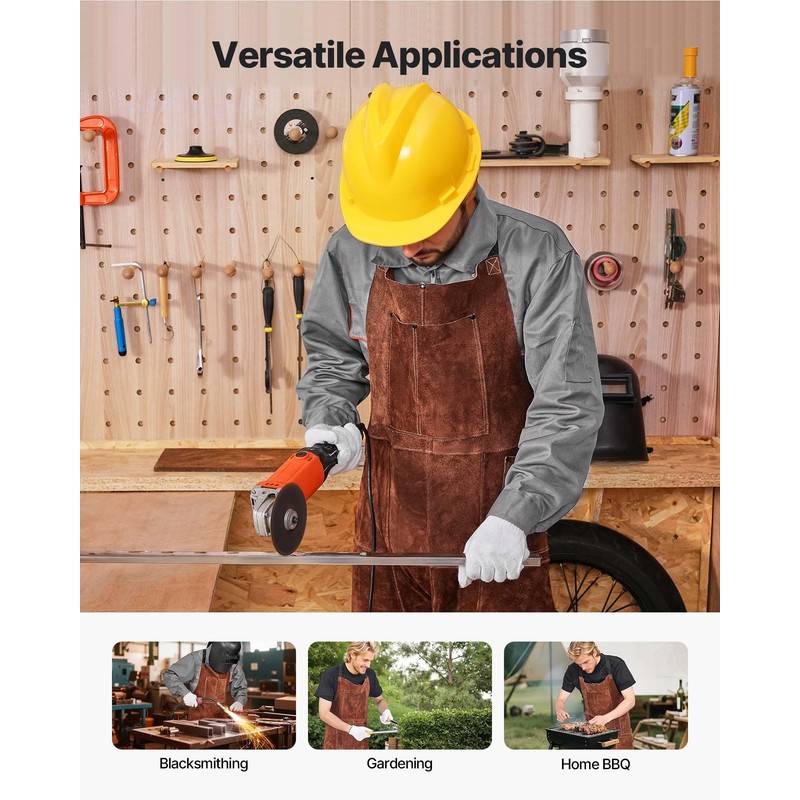 VEVOR Leather Welding Apron Split Leg, Heavy Duty Cowhide Flame