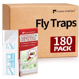 LULUCATCH Window Fly Trap, 180 Pack Fruit Fly Traps for Indoors, Sticky Gnat Trap Bug Trap, Non-Toxic Odorless Flying Insect Trap, Pet Safe Bug Catcher for Fruit Fly, Mosquitos, Fungus & Flying Insect