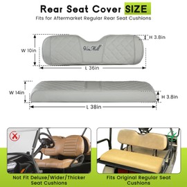 WEIMELL Universal Golf Cart Rear Seat Covers Vinyl Leather Back Seat Cover for Club Car EZGO Yamaha Aftermarket Ordinary Cushions No Nails Required Easy to Install & Clean Seat Cover Gray