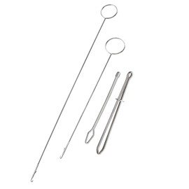 AXLIZER 2 piezas de acero inoxidable kit de bucle de costura gancho de gancho de gancho flexible enhebrador de cordón de metal pinzas de bucle largo herramienta de giro con pestillo para correas de tela, tiras de bricolaje accesorios de punto