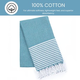 DESTIN HOME Set of 6 Turkish Peshtemal Beach Towels Cotton 36x71 Inch - Soft, Lightweight, Quick-Drying, and Absorbent for Beach Pool Spa Picnic Travel or Bath Use - Sand-Free Turkish Towels Aqua