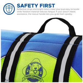 Paws Aboard Dog Life Jacket, Neoprene Dog Life Vest for Swimming and Boating - Blue/Yellow