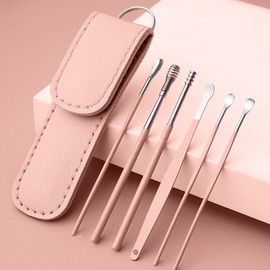 할인바이할인 1+1 귓밥순삭 귀이개 6종세트 전용파우치 포함 후비개 컬러3종 Discount by Discount 1+1 Ear Wax Remover Set of 6 with Custom Pouch, 3 Color Options