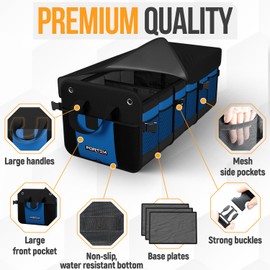 FORTEM Trunk Organizer For SUV Car Organizer and Storage, Multi-Compartment Storage Bag Car Accessories for Women Men, Perfect Christmas Gifts, 1680D Oxford, Non Slip Bottom, Straps, Soft Cover (90L)