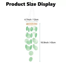 Shell Wind Chimes for Outdoors, Sea Glass Shell Wind Chime, Garden Hanging, Shell Wind Chimes for Outdoor Use, Boho Decorative Shell Dream Catcher Garlands for Outdoor/Patio/Garden Decoration, Green