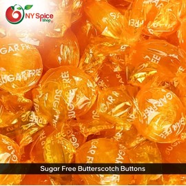 NY Spice Shop Sugar Free Butterscotch Candy - 1 Pound Individually Wrapped Old-Fashioned Butterscotch Candy - Sweet Tart Sugar Free Buttons - Perfect Flavor for Holidays