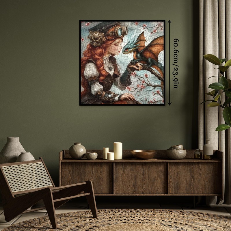 Magic Woman Dragon Puzzles for Adults 1000 Pieces, Fantasy Vintage