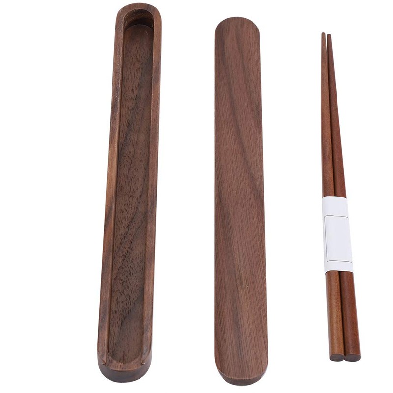 Portable Wooden Reusable Chopsticks Storage Case Box Chop Sticks Pack