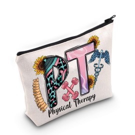 LEVLO Bolsa de terapia física con cierre para fisioterapeuta, regalo de agradecimiento para fisioterapeuta, bolsa de viaje PT regalo de graduación, PT, Bolsa de cosméticos
