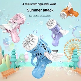 Bubble Machine Toy, Bubble Gun with 1 Bottle Bubble Solution, Outdoor Bubble Toy for Birthday Party Wedding Anniversary(requires 3 Aa 1.5v Batteries, Not Included),  Bubblemachine:_Blue_1 Set