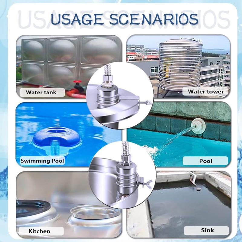 Float Valve,1/2" to 3/4" 1'' Water Level Control Float Valve,