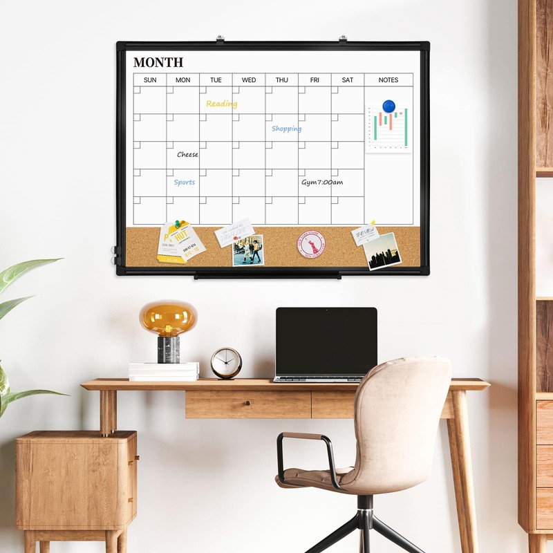 QUEENLINK Large Dry Erase Calendar for Wall, 36"x24" Double-Sided Magnetic