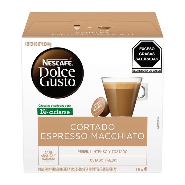 Nescafé Dolce Gusto, Cortado Espresso Macchiato, 16 Cápsulas