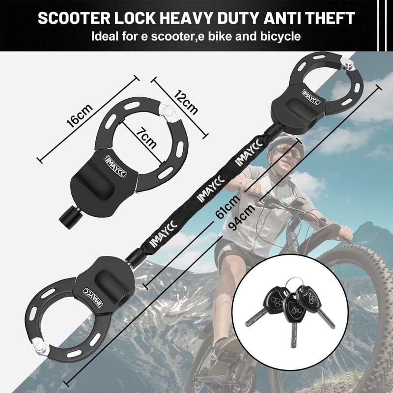 Scooter Locks Anti Theft,Bike Chain Lock with Key,Electric Scooter Lock