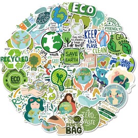 Save Planet Earth Stickers |50 Pcs Eco Friendly Waterproof Vinyl Decals for Bike Water Bottles Laptop Bicycle Refrigerator Cup Luggage Computer Mobile Phone Skateboard Décor