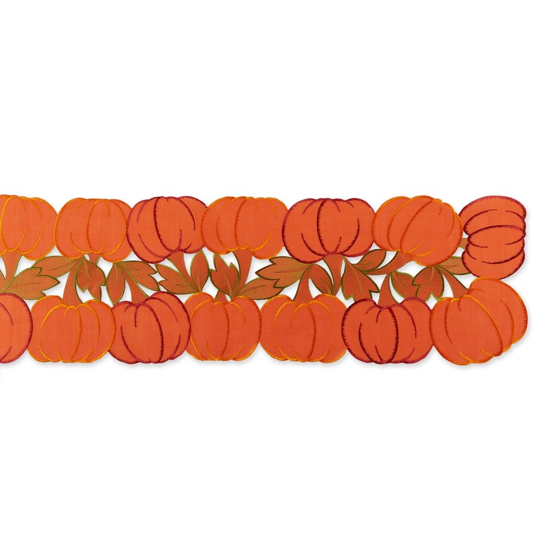 DII Fall Basics Collection Tabletop, Table Runner, 14x60, Embroidered Pumpkins