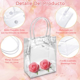 30PCS Bolsa de Plástico PVC Transparente, Bolsas de Regalo con Asas y Botón, Bolsas de Compras Reutilizable Bolsas de Dulces para Boda, Fiestas, Cumpleaños, Escolares(20x15x7)