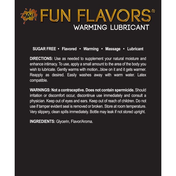 Wet Fun Flavors Tropical Explosion 4 in 1 Warming Flavored Edible Lube, Premium Personal Lubricant, 3 Ounce, for Men, Women and Couples, Ideal for foreplay and Massage, Paraben Free, Gluten Free, Stain Free, Sugar Free