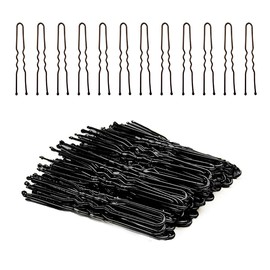Biribila 60 PCS - U Shaped Hair Pins For Buns, 6 cm - Wavy Design Buns Bobby Pins, Bun Pins For All Hair Types (Black)
