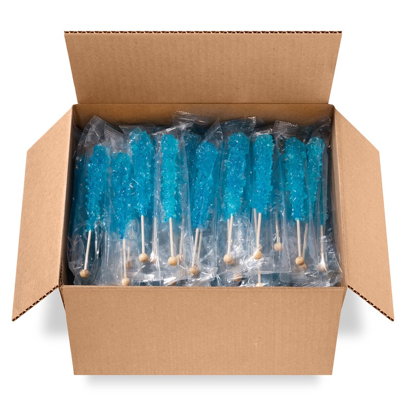 Blue Rock Candy Sugar Sticks - Blue Raspberry Flavored -