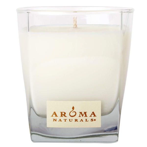 Aroma Naturals Wish Holiday Square Glass Soy Candle, Peppermint and Vanilla, 6.8 Ounce