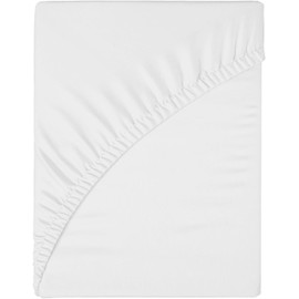 CONCEPT HOME Fitted Sheet Double, WHITE- Pocket/Box Size10 inch (25 cm) - Easy Care - Soft Touch Poly Cotton Fabric - Shrinkage and Fade Resistant - Bottom Sheet