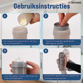 Twistshake Biberón Anticólicos de 260 ml | Tetina de Silicona Similar al Pecho | Mamila de Flujo Medio 2+ Meses | Hecho de Plástico Libre de BPA | Ideal para Lactancia Normal | Piezas Intercambiables