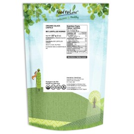 Food to Live Organic Black Lentils, 8 Ounces – Non-GMO, Whole Dry Pulses, Raw, Sproutable, Kosher, Vegan, Bulk Legumes, Black Masoor Daal. Rich in Thiamin, Folate, Protein. Great for Tacos, Soups
