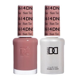 DND Duo Color From 601-699, UV/LED GelPolish and Air Dry Nail Lacquer, Matching Chip-Free Polish Duo, 0.5 Fl Oz Each:_614 Sun Tan