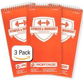 Portage Fitness & Workout Notebook - Fitness Journal, Workout Log, Exercise & Weight Training Notebook Planner, Fitness Tracker Log for Bodybuilding – 4 x 8 Inches, 140 Pages, 70 Sheets (Pack of 3)