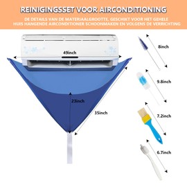 YRFWGSTW Air Conditioner Cleaning Kit - Ac Split Cleaning Kit, 7-Piece Ac Kit Include Cleaning Cover, 2 Changing Saka, 4 Special Brush, Wall Mounted Dust Washing Protector for Household (Blue Set)