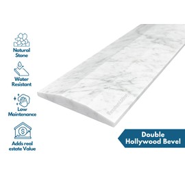 Threshold.Shop Double Hollywood Carrara Marble Threshold for Floor Transitions (Marble Honed, 4" x 24")