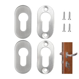 OHYER Set of 2 Oval Protective Escutcheon Keyhole Cover Door Rosette Made of Matt Stainless Steel 10 mm Stainless Steel Cover Oval Rosette with 4 Screws for Profile Cylinder Interior Doors Exterior