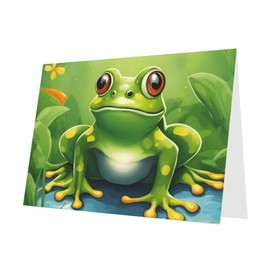 SSIMOO Cartoon Frog 1 Exquisite Pearl Paper Greeting Card For Birthdays,Valentine'S Day,Anniversaries Party