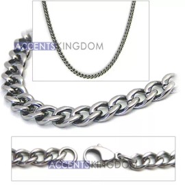 Accents Kingdom 2.8mm Titanium Men's Curb Link Necklace Chain - 26"