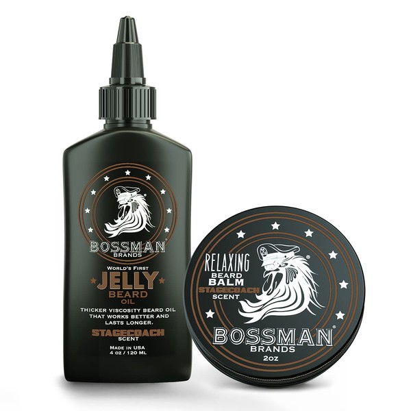 Bossman Beard Oil Jelly and Relaxing Beard Balm Combo- Stagecoach Scent
