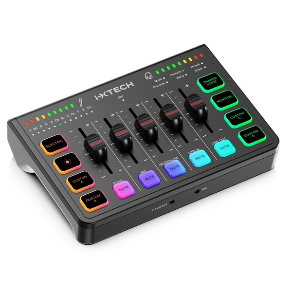 IXTECH IXTECH Gaming Audio Mixer 4 Channel Soundboard, Streaming RGB