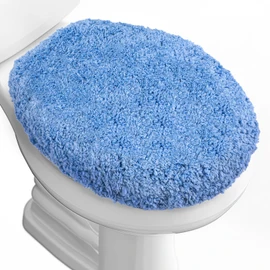 Baahrnom Microfiber Elongated Toilet Seat Cover 19.5"x 15" Machine Washable Solid Toilet Lid Cover Adjustable Rubber Backing Fits Most 18-19.5" L x 14-16" W Elongated Toilet Seat