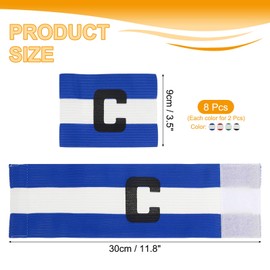 sourcing map Soccer Captain Armband, Captain Arm Bands for Soccer Elastic Captain C Arm Band Sports Captain Armbands for Football Team Training Youth & Adult Green/Red/Black/Blue, Pack of 8