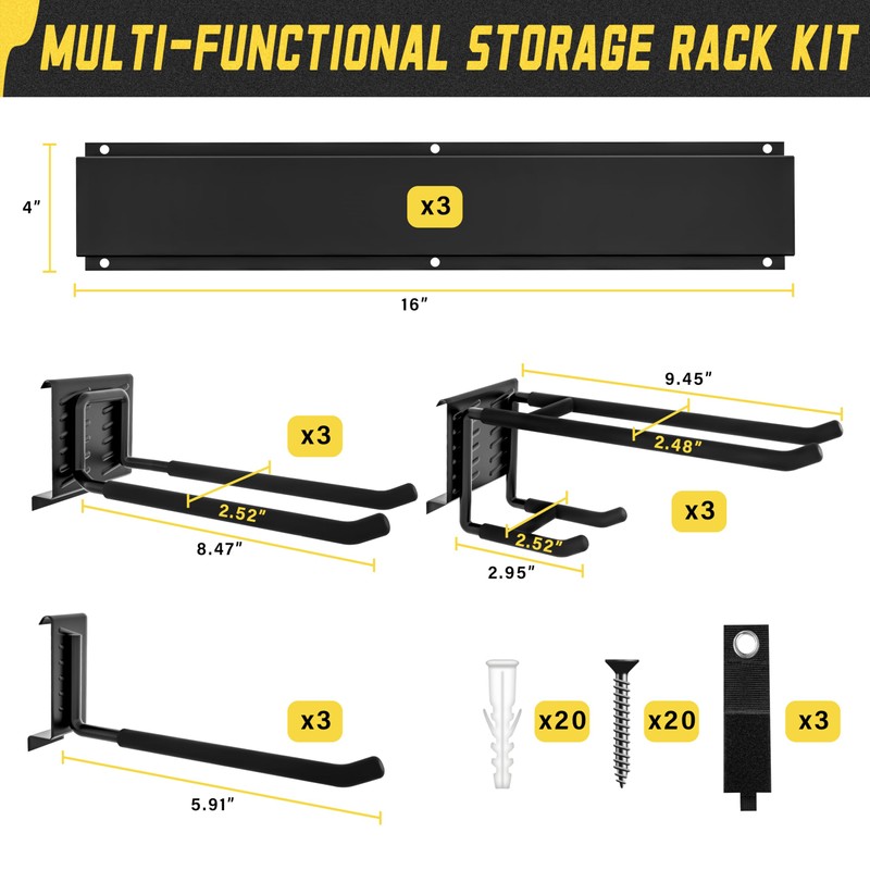 klasit Garage Wall Organizer,15Pack Carries 675 lbs,Garden Tool Organizer 48in